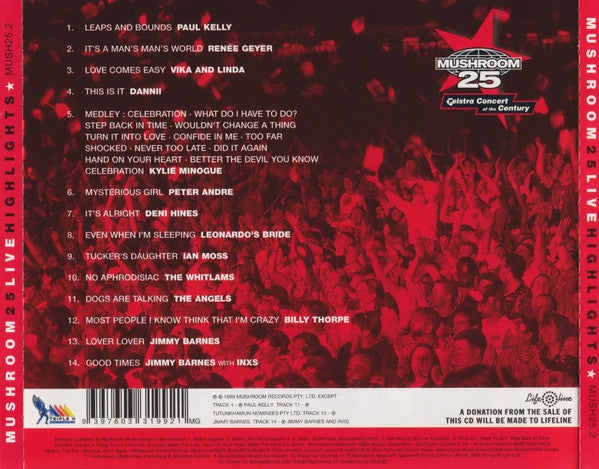 Various : Mushroom 25 Live Highlights (CD, Comp, Mixed, Reg)