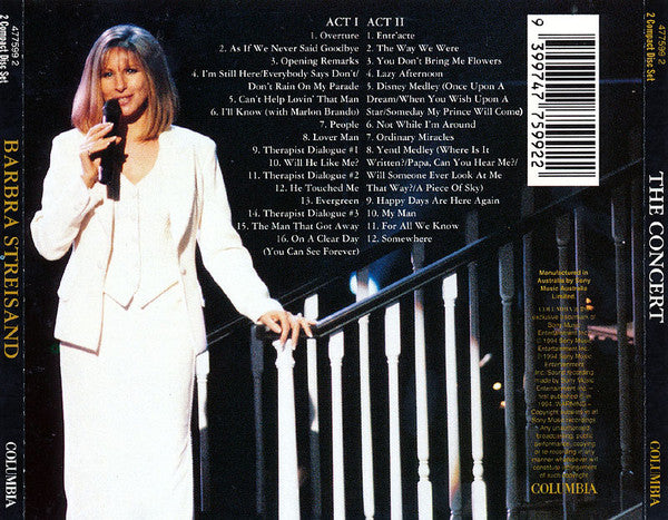 Barbra Streisand : The Concert (Recorded Live At Madison Square Garden New York City) (2xCD, Album)