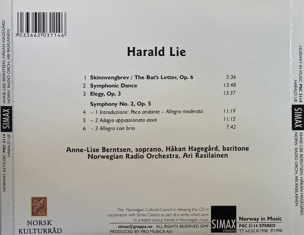 Harald Lie, Norwegian Radio Orchestra*, Ari Rasilainen : Skinnvengbrev, Symphonic Dance, Symphony No. 2, Elegy (CD)
