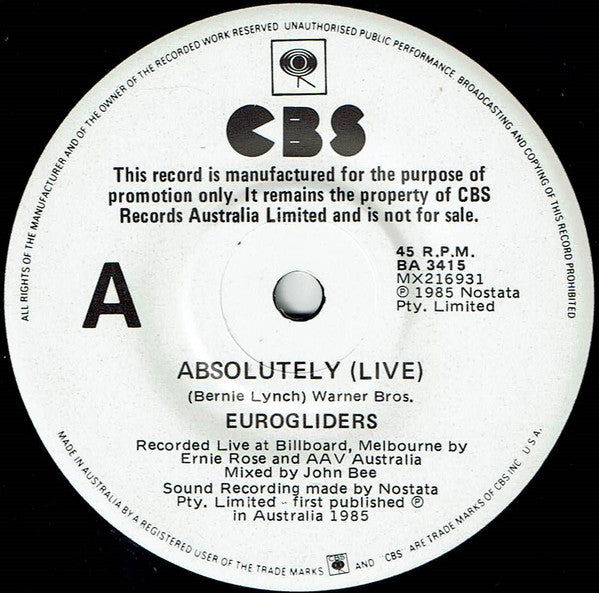 Eurogliders : Absolutely! (2x7", Single, Promo)