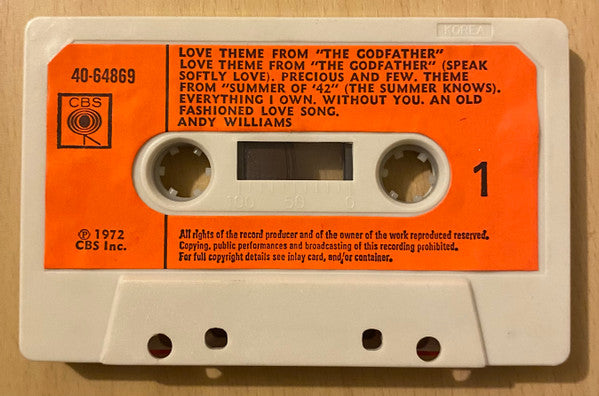 Andy Williams : Love Theme From "The Godfather" (Cass, Album)