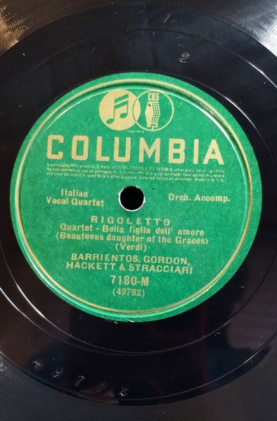 Maria Barrientos, Jeanne Gordon, Charles Hackett, Riccardo Stracciari, Jose Mardones, George Meader, Emma Noe : Lucia Di Lammermoor: Sextet / Rigoletto: Quartet (Shellac, 12", Mono, RE)