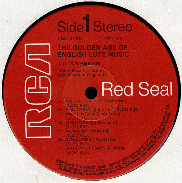 Julian Bream : The Golden Age Of English Lute Music (LP, RE, Dyn)