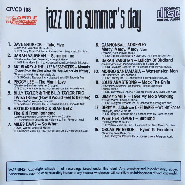 Various : Jazz On A Summer's Day (CD, Comp)