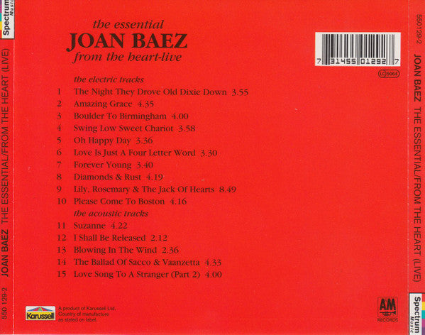 Joan Baez : The Essential Joan Baez: From The Heart - Live (CD, Album)