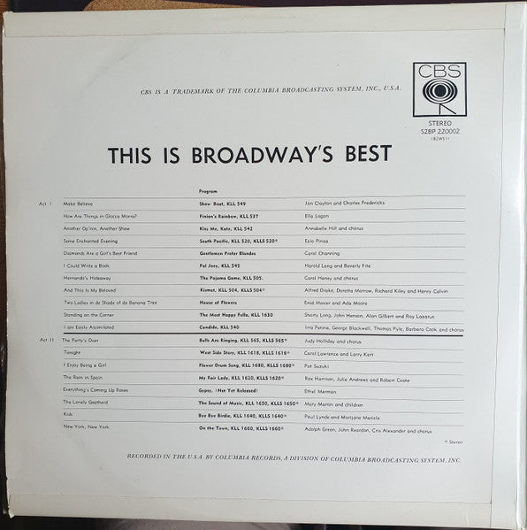 Various : This Is Broadway's Best (2xLP, Comp)