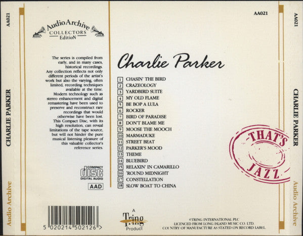 Charlie Parker : 18 Reflective Recordings (CD, Comp, Gol)
