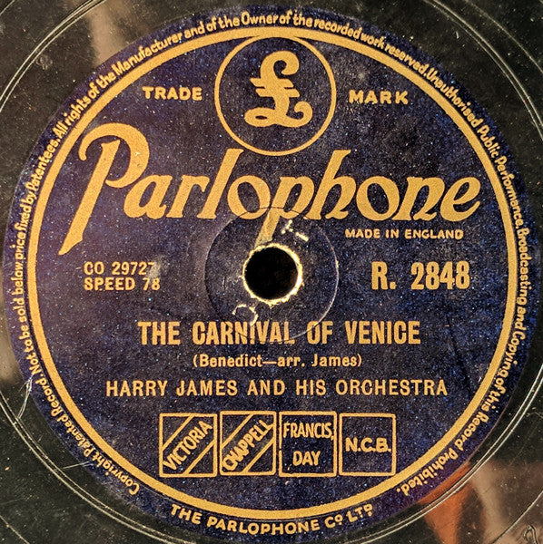 Harry James And His Orchestra : The Flight Of The Bumble Bee / The Carnival Of Venice (Shellac, 10", RP, DTP)