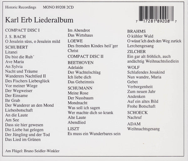 Karl Erb : Liederalbum (2xCD, Album, Mono)