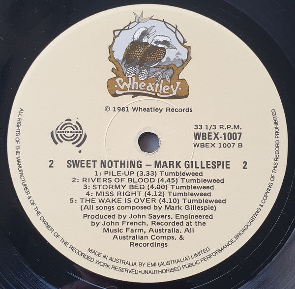 Mark Gillespie (5) : Sweet Nothing (LP, Album)