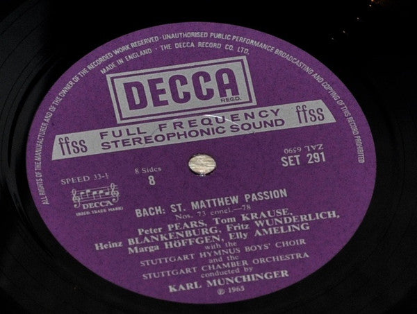 Bach*, Stuttgart Chamber Orchestra*, Münchinger* : Matthäus-Passion (4xLP, RP, EP5 + Box)