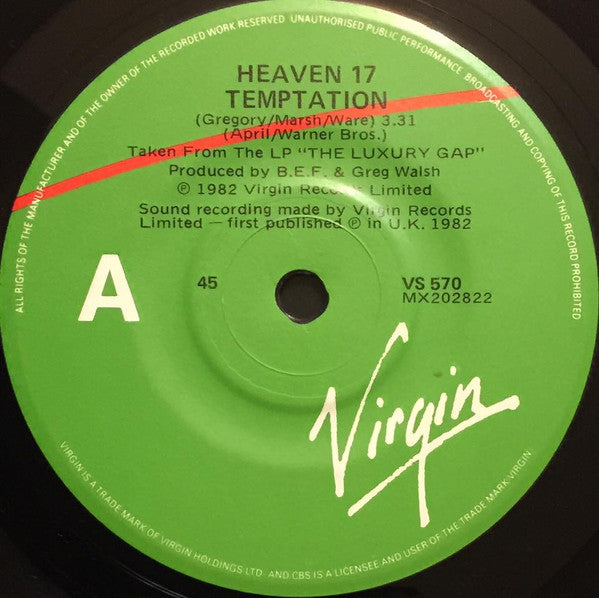 Heaven 17 : Temptation (7", Single)