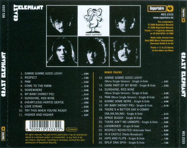 Crazy Elephant : Crazy Elephant (CD, Album, Mono, RE)