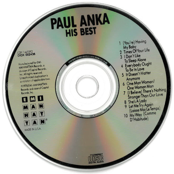 Paul Anka : Paul Anka ... His Best (CD, Comp, RE, RP)