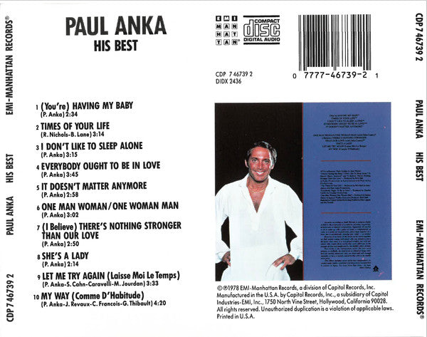 Paul Anka : Paul Anka ... His Best (CD, Comp, RE, RP)