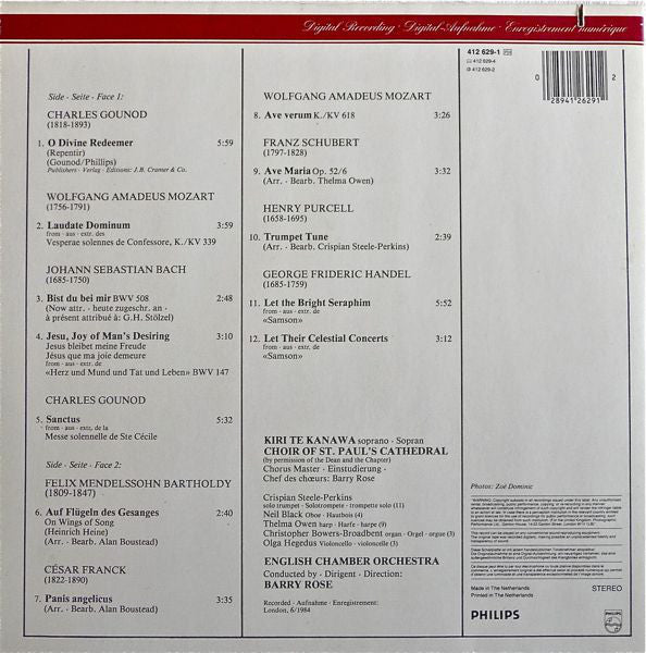 Kiri Te Kanawa, St. Paul's Cathedral Choir : Ave Maria (LP, Gat)