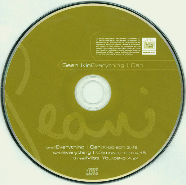 Sean Ikin : Everything I Can (CD, Single)