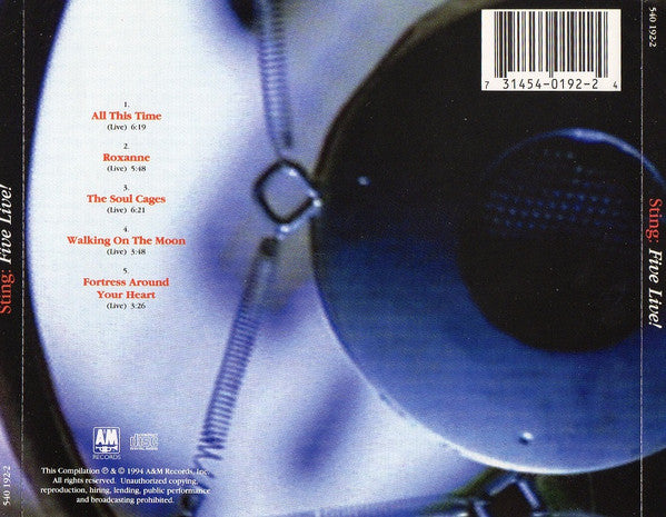 Sting : Five Live! (CD, EP)