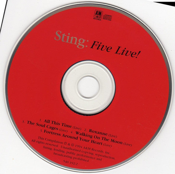 Sting : Five Live! (CD, EP)