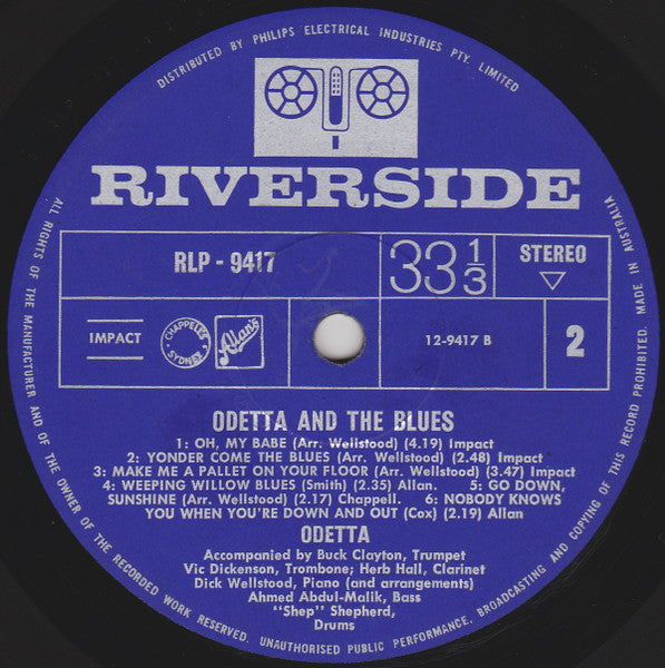 Odetta : Odetta And The Blues (LP, Album)
