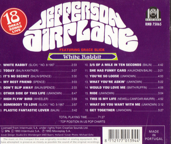 Jefferson Airplane Featuring Grace Slick : White Rabbit (CD, Comp)