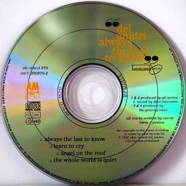 Del Amitri : Always The Last To Know (CD, Single, Nim)