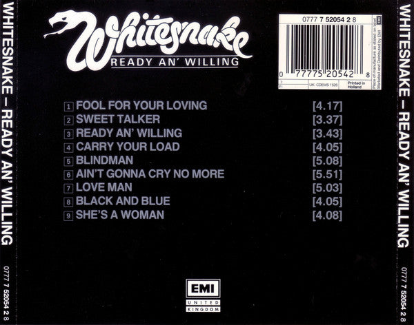 Whitesnake : Ready An' Willing (CD, Album, RE)