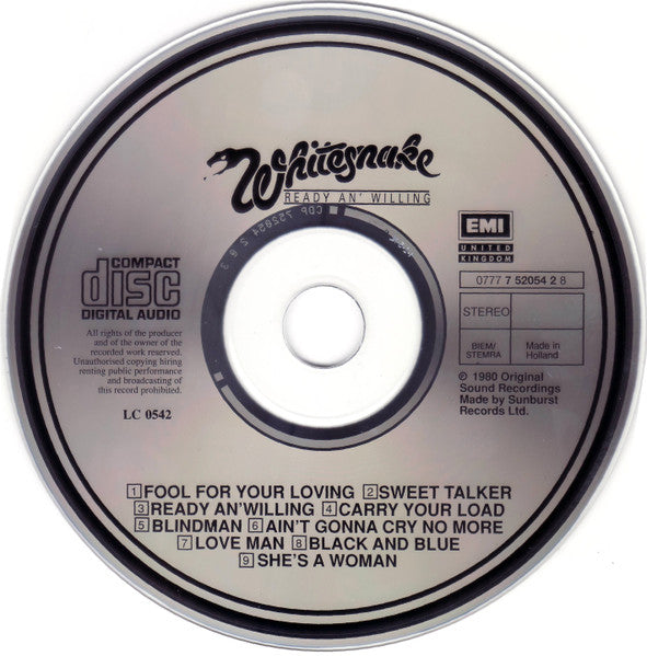 Whitesnake : Ready An' Willing (CD, Album, RE)
