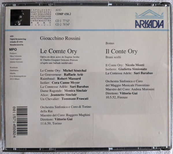 Gioacchino Rossini, Vittorio Gui, Barabas*, Mayer*, Sinclair*, Sénéchal*, Massard*, Arié* : Le Comte Ory (2xCD, RM)