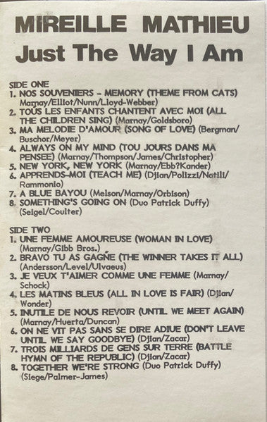 Mireille Mathieu : Just The Way I Am (Cass, Comp)