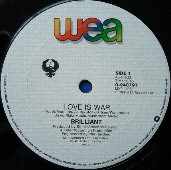 Brilliant : Love Is War (12", Single)