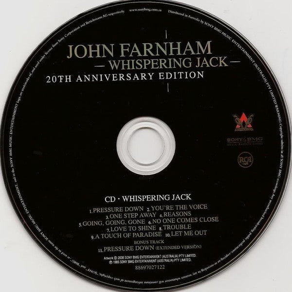 John Farnham : Whispering Jack (20th Anniversary Edition) (CD, Album, RE, RM, Dig + DVD-V, Multichannel, PAL)