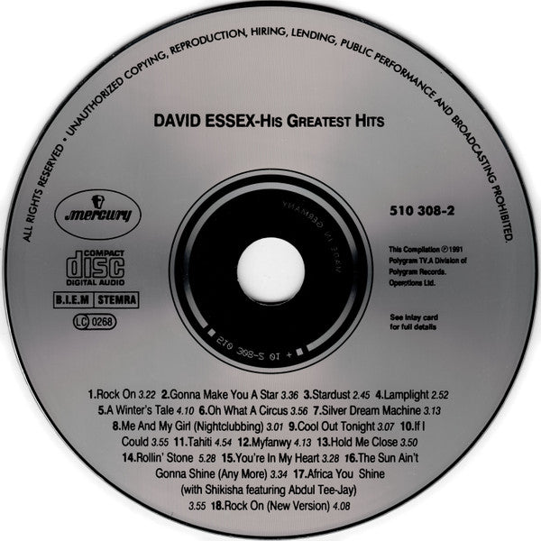 David Essex : His Greatest Hits (CD, Comp)