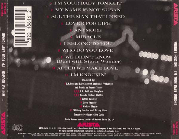 Whitney Houston : I'm Your Baby Tonight (CD, Album)