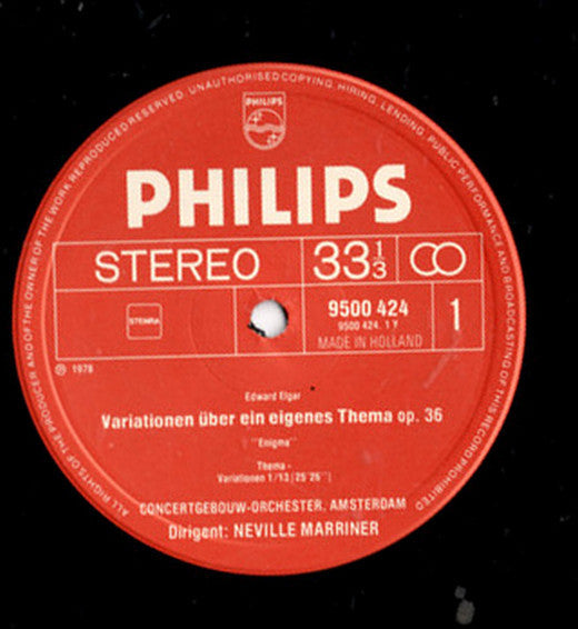 Sir Edward Elgar, Concertgebouworkest, Sir Neville Marriner : "Enigma" Variations / "Pomp And Circumstance" Marches Nos. 1,2,&4 (LP)