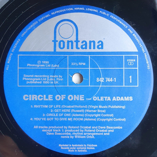 Oleta Adams : Circle Of One (LP, Album)