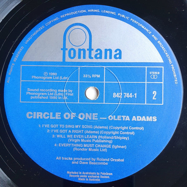 Oleta Adams : Circle Of One (LP, Album)