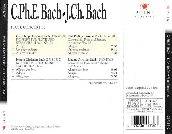Carl Philipp Emanuel Bach - Johann Christian Bach : Flute Concertos (CD, Comp, RE)