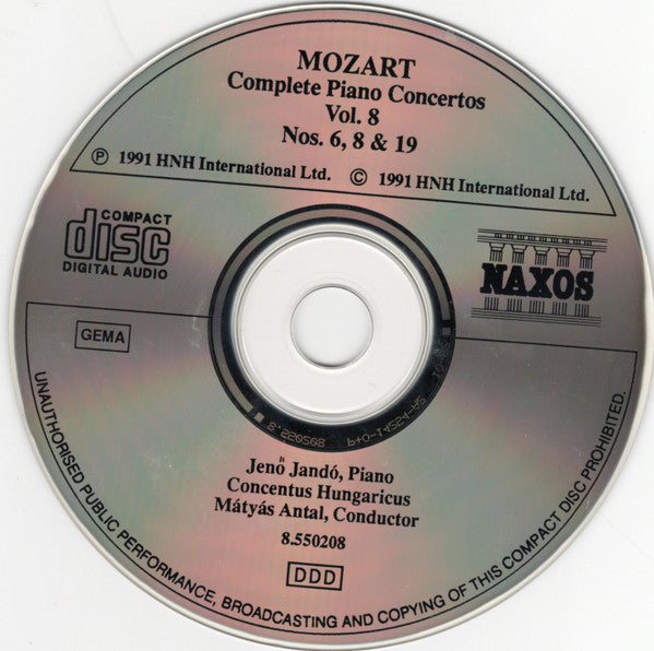 Mozart* - Jenö Jandó, Concentus Hungaricus, Mátyás Antal : Complete Piano Concertos Vol. 8 (CD, Album, RE, P+O)