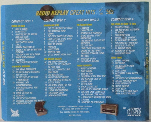 Various : Radio Replay - Great Hits Of The '50s (4xCD, Comp)
