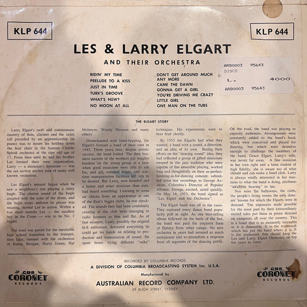 Les & Larry Elgart : Les & Larry Elgart And Their Orchestra (LP, Album, Mono)