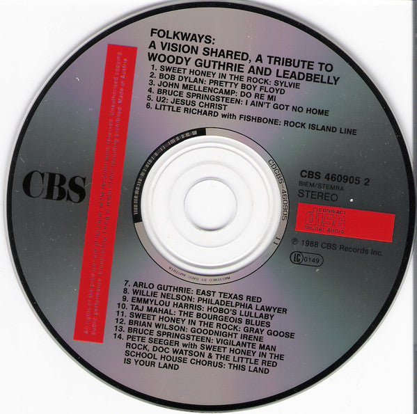 Various : Folkways: A Vision Shared (A Tribute To Woody Guthrie And Leadbelly) (CD, Album)