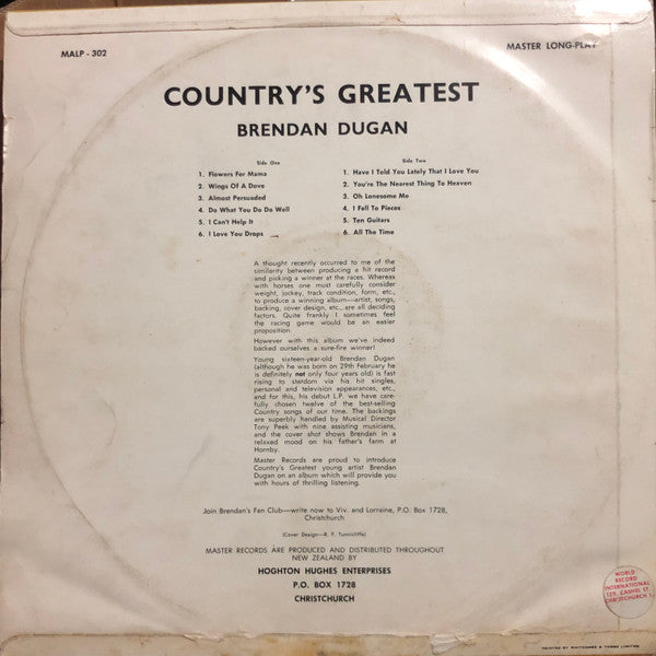 Brendan Dugan : Country's Greatest (LP, Album)