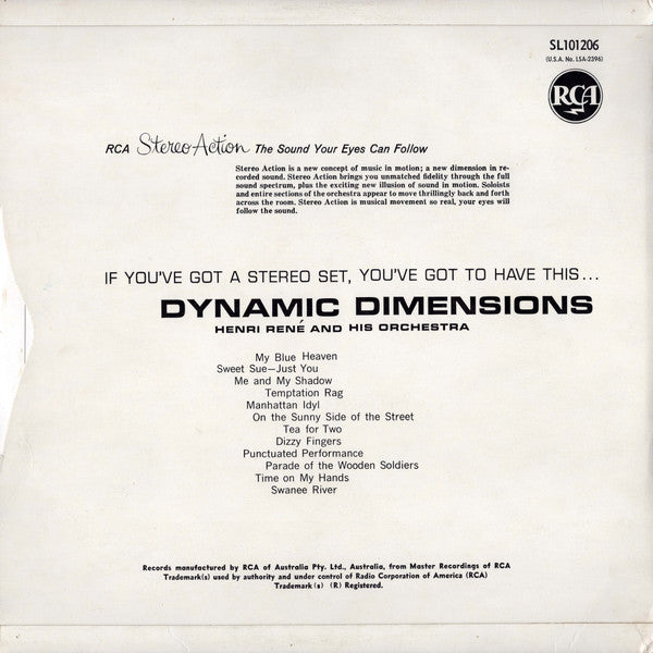 Henri René And His Orchestra : Dynamic Dimensions (LP)