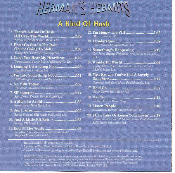 Herman's Hermits : A Kind Of Hush (CD, Comp)