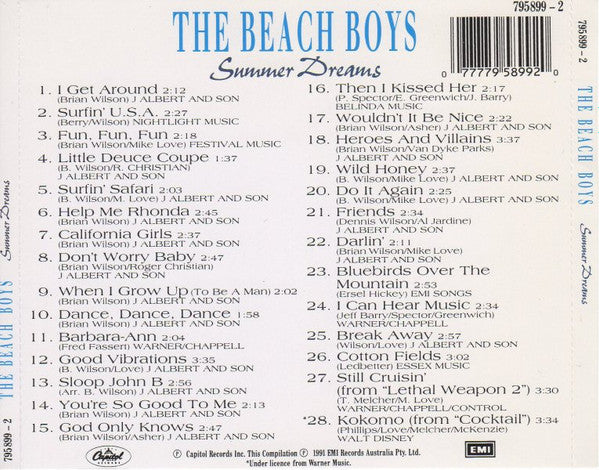 The Beach Boys : Summer Dreams: 28 Classic Tracks (CD, Comp, Mono)