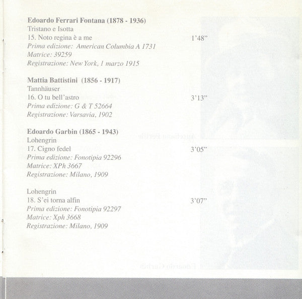 Various, Wagner* : Cantati Italiani Di Wagner Vol. 1 - Parte Prima Il Periodo Acustico (1902-1925) (CD, Comp, Mono)