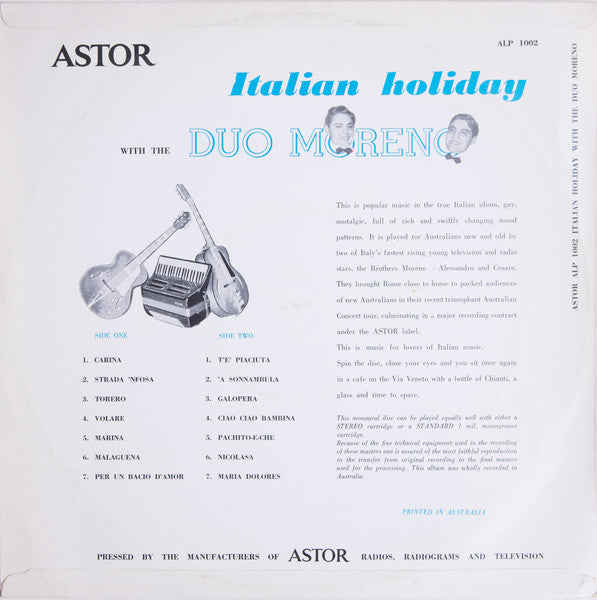 Duo Moreno : Italian Holiday (LP)