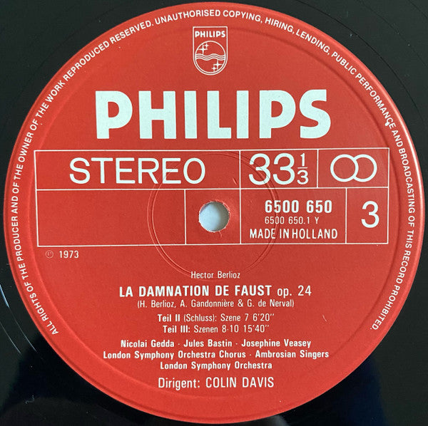 Berlioz* / Veasey* / Gedda* / Bastin* / Van Allan*, London Symphony Orchestra & Chorus*, Colin Davis* : La Damnation De Faust (3xLP, RE, RP + Box)