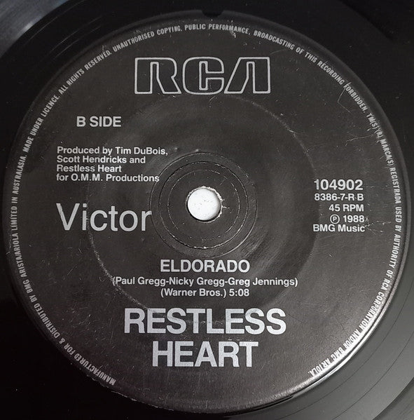 Restless Heart : Bluest Eyes In Texas / Eldorado (7", Single)